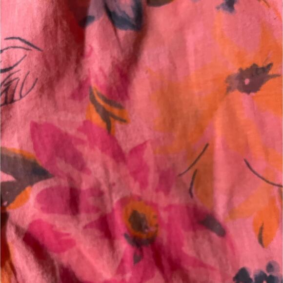 IZOD Vintage Peachy Floral Semi-Sheer Button Up Blouse Large - Picture 3 of 5